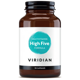 Brown supplement bottle labeled 'High Five Formula' by Viridian on a white background