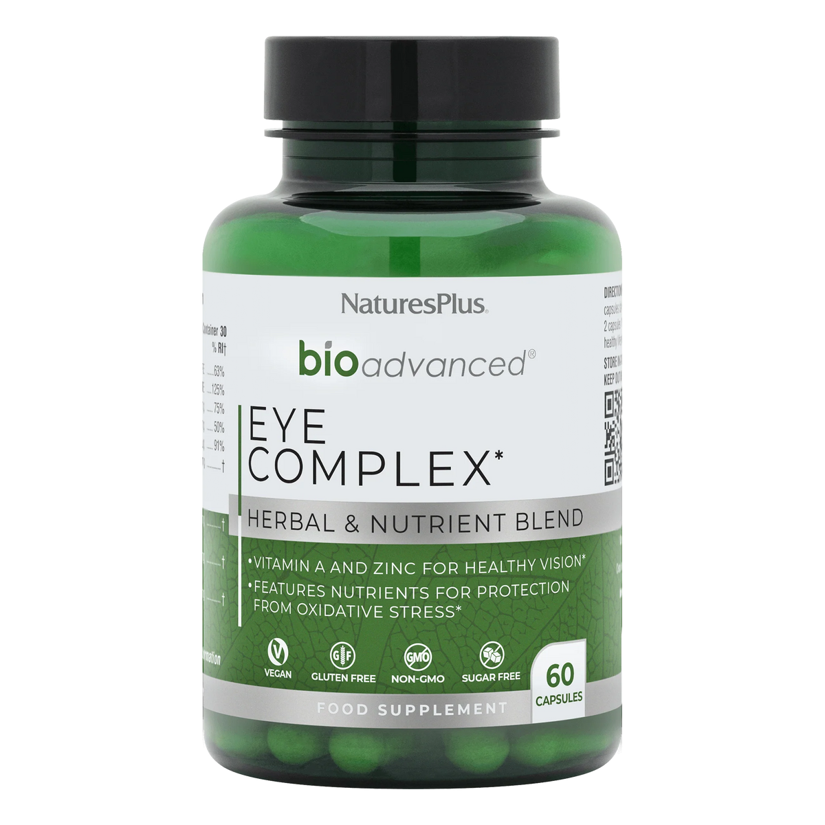 NaturesPlus bioadvanced Eye Complex supplement bottle on a white background
