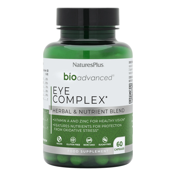 NaturesPlus bioadvanced Eye Complex supplement bottle on a white background
