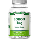 Bottle of Nature's Truth Boron 5mg supplement on a white background