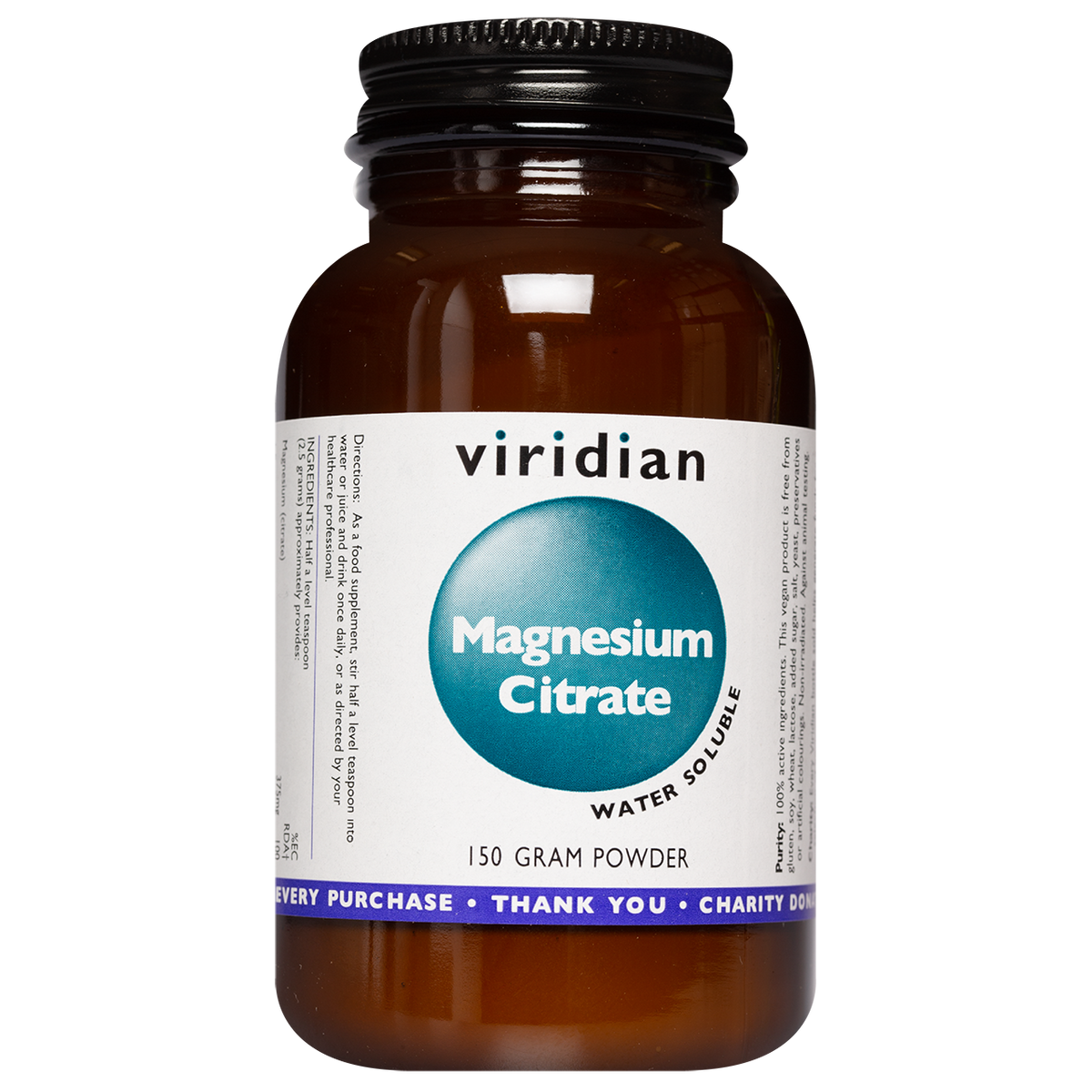 Viridian Nutrition Magnesium Citrate Powder - 150G