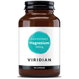 Brown bottle of Viridian High Potency Magnesium 500mg tablets on a white background