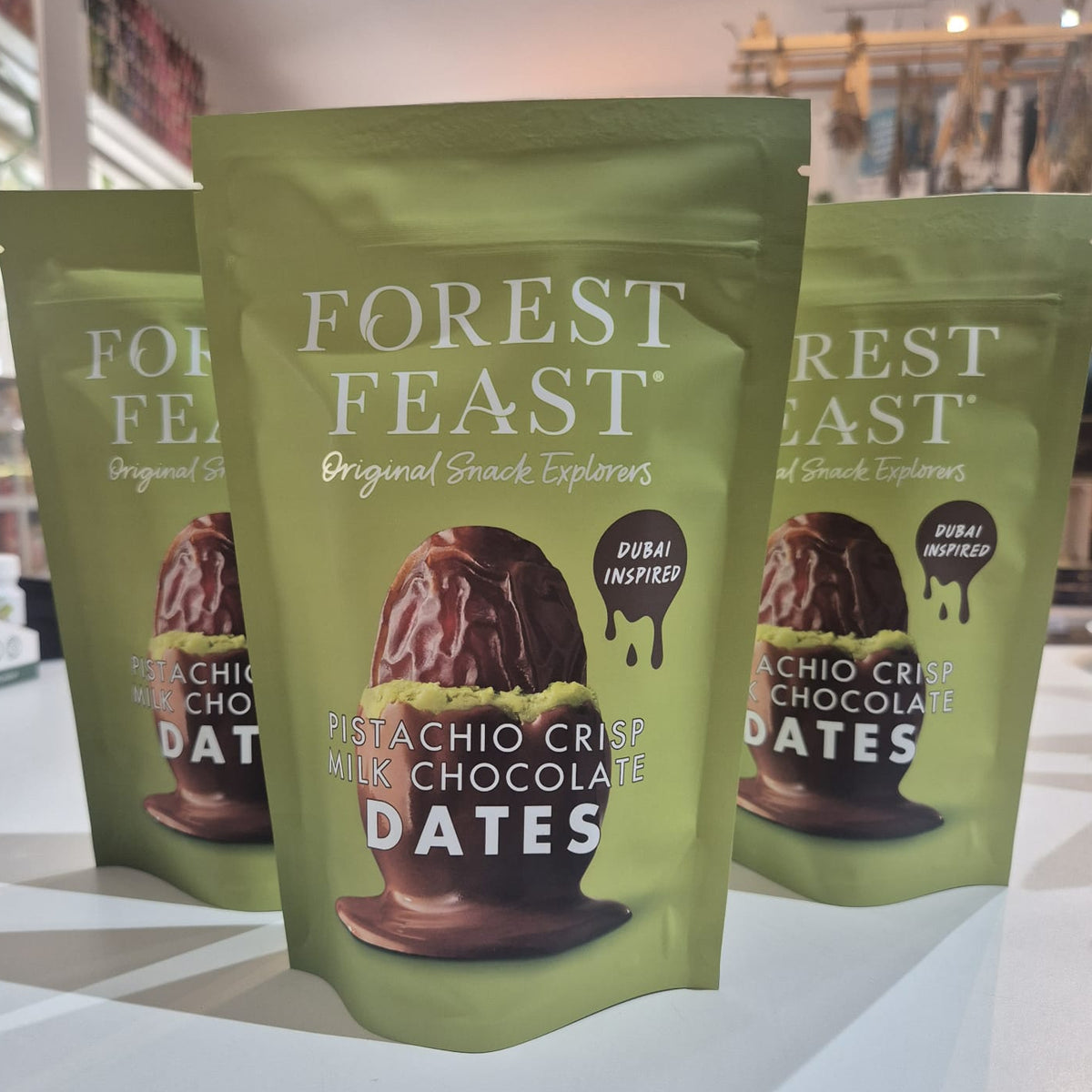 Pistachio Crisp Milk Chocolate Dates 140g Forest Feast