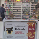 Box of D-Pearls Bio-Vitamin D3 Cholecalciferol 4000 IU in a store setting