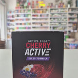 CherryActive Sleep Formula supplement packaging on a shelf with a blurred store background