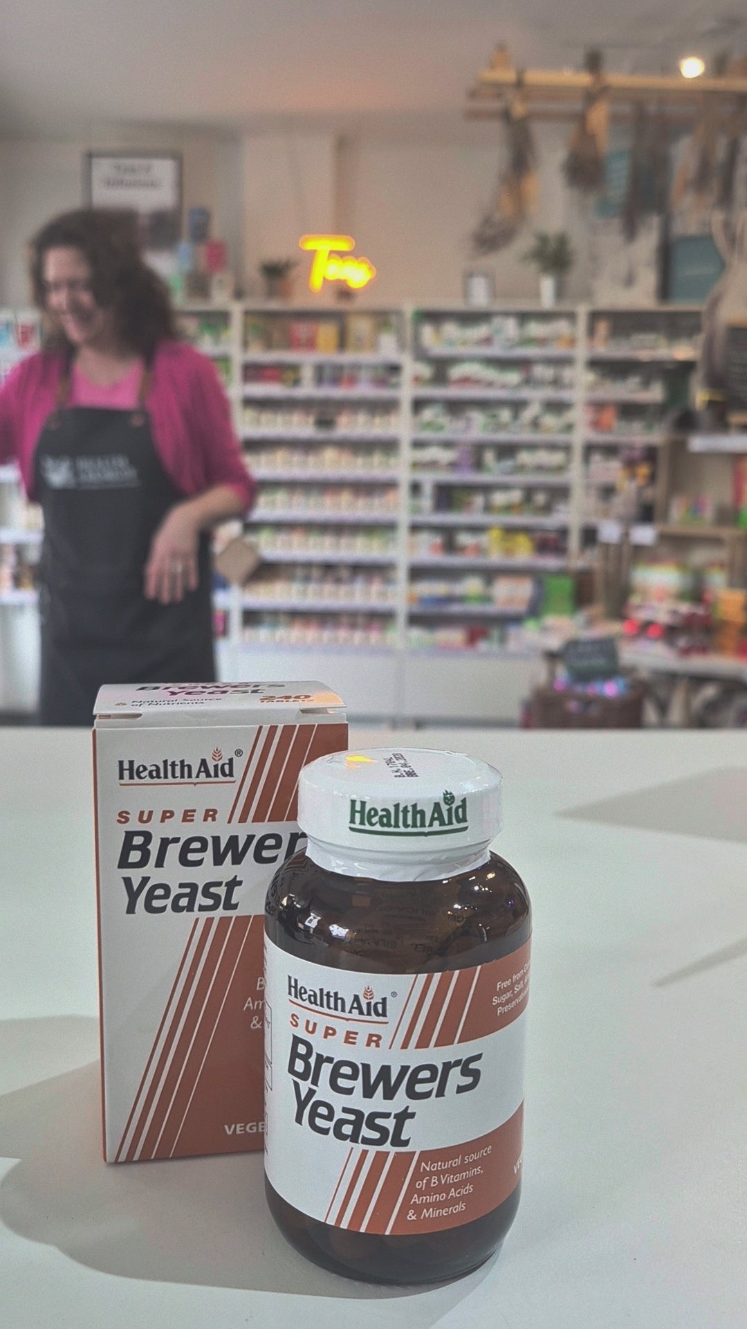 Health Aid Super Brewers Yeast supplement bottle and packaging on a surface.