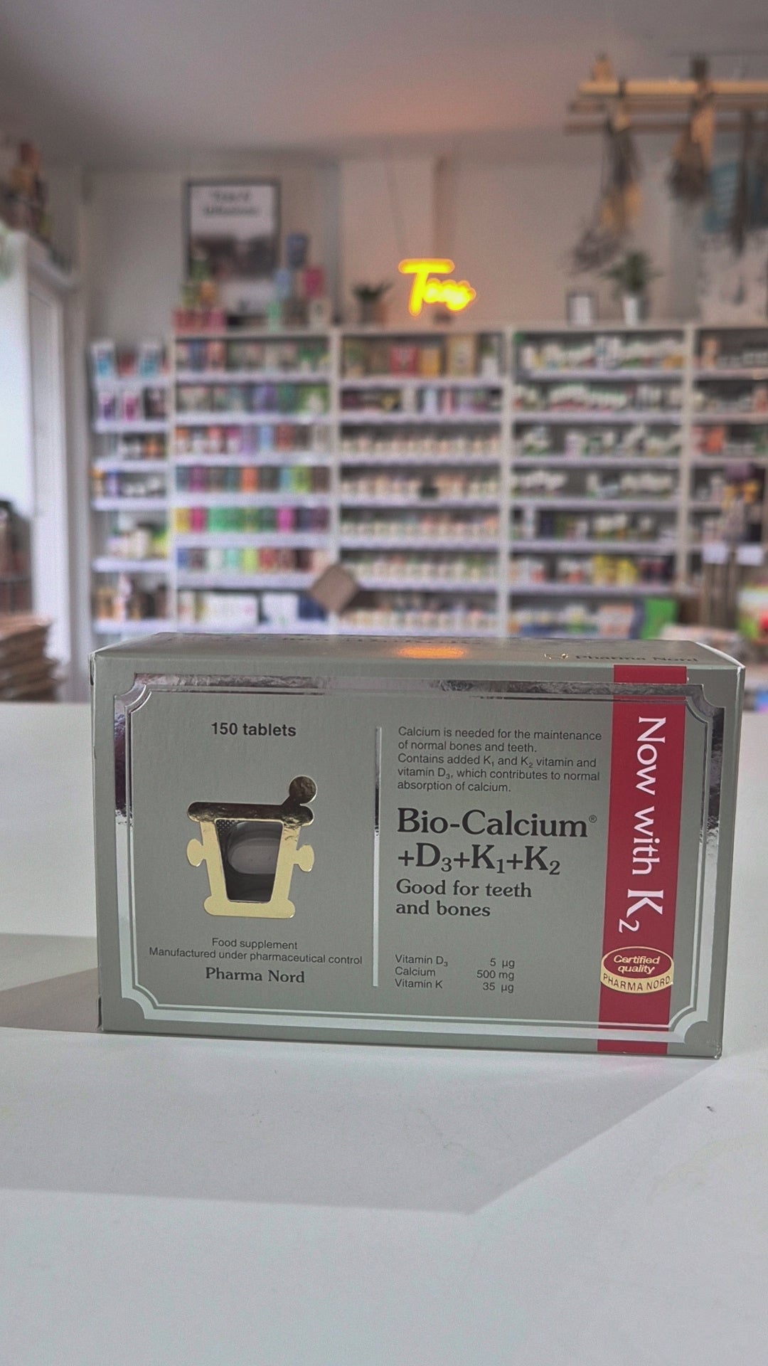 Box of Pharma Nord Bio Calcium + D3 - 150 Tabs with tablets displayed in front video