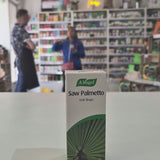 A.Vogel Saw Palmetto oral drops packaging on a counter with blurred store background