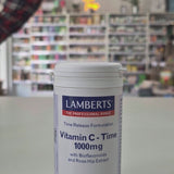 Lamberts Vitamin C-Time 1000mg supplement container on a table