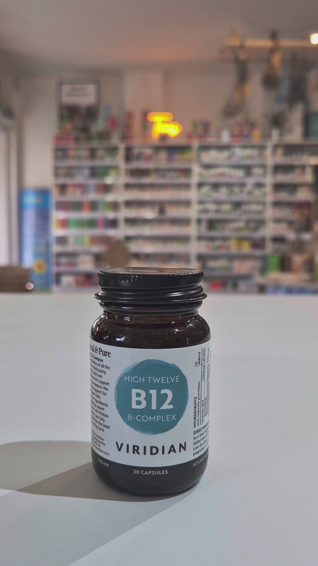 Bottle of Viridian High Twelve B12 B-Complex supplement on a white background