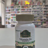 Nature's Plus Vitamin D3 supplement bottle on a white surface with a blurred background