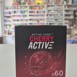 Box of ActiveEdge Cherry Active capsules with a cherry illustration on a blurred store background