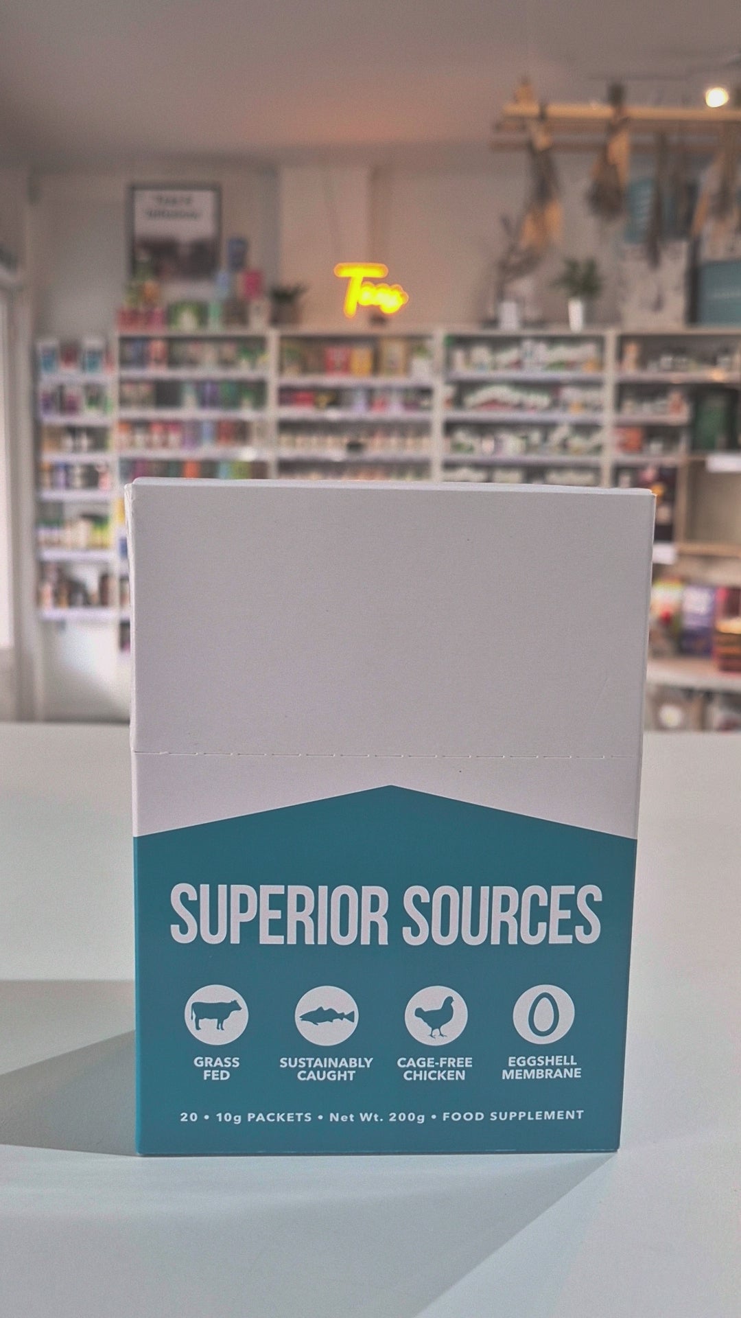 Packaging of NaturesPlus Collagen Peptides packets on a white background