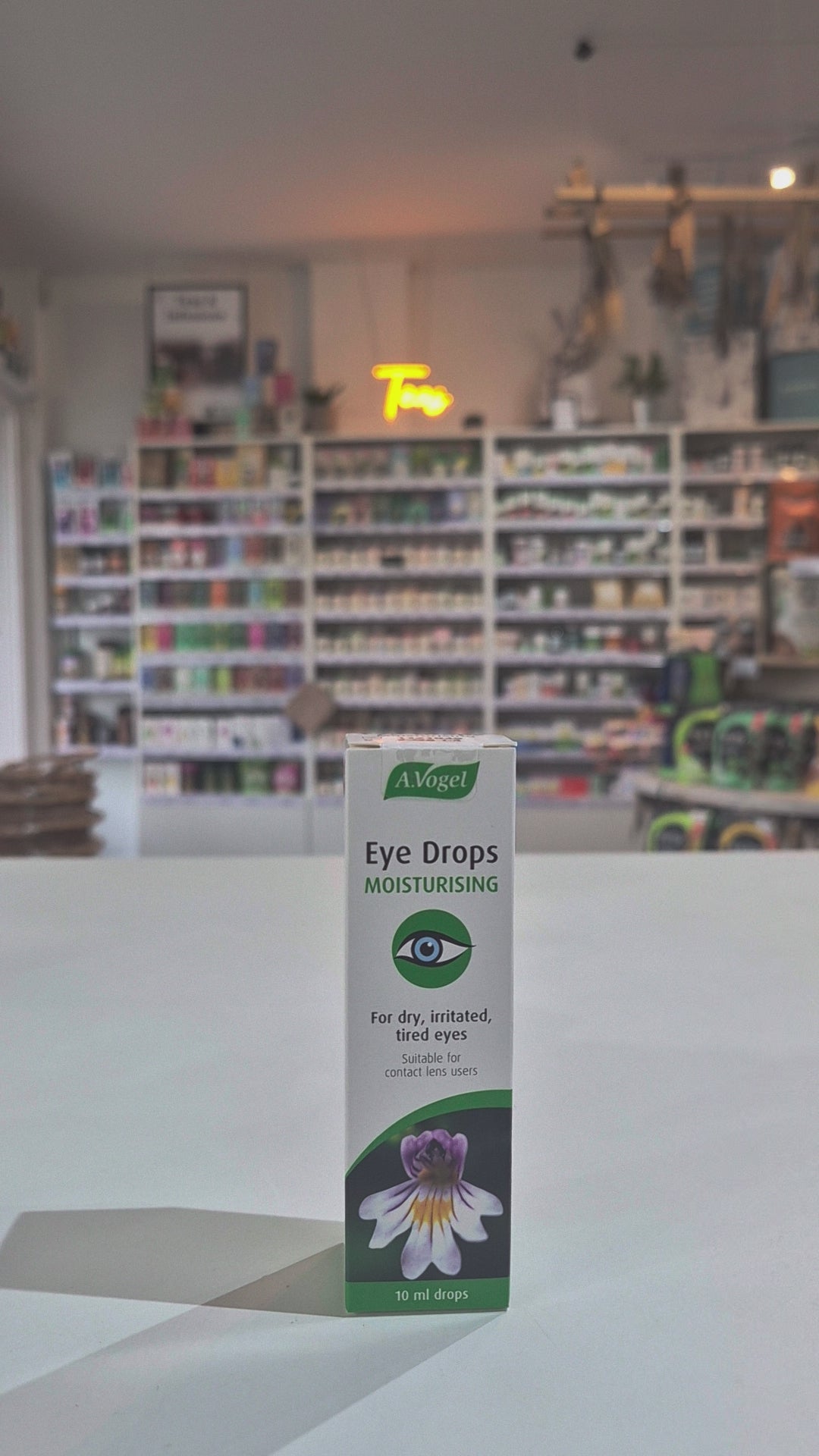 A Vogel eye drops with packaging on a white background