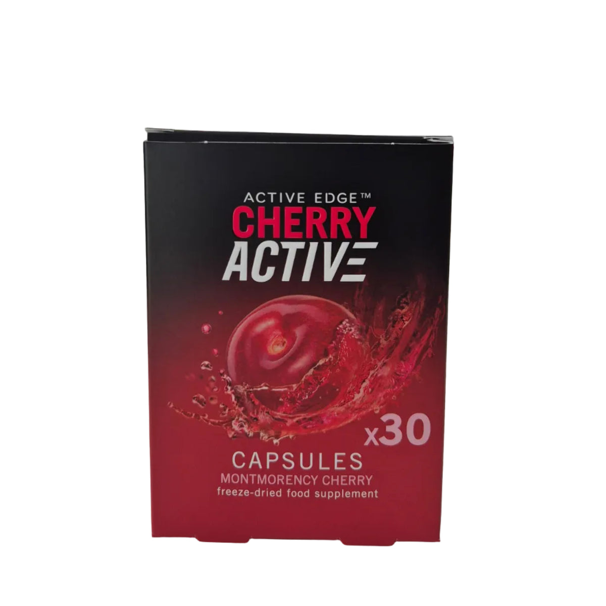 Box of Active Edge Cherry Active capsules on a white background