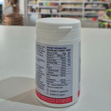 Supplement container with label on a white surface