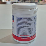 White supplement container with label on a light gray background