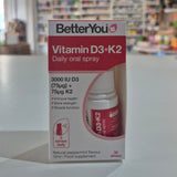 BetterYou Vitamin D3+K2 packaging on a shelf in a store