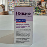 Florisene hair growth supplement box with Lamberts branding on a blurred background