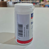 White container with a label on a white surface