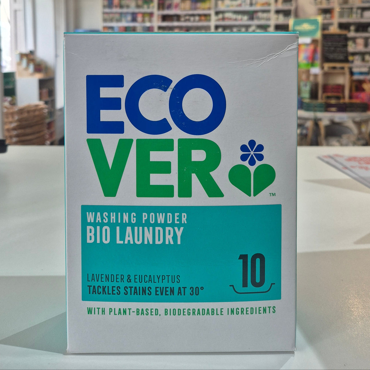 Ecover laundry detergent box in a store setting