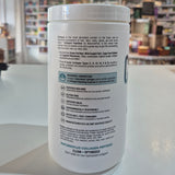 Collagen peptides container with label details on a blurred background