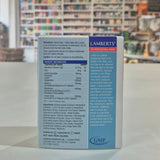 Lamberts supplement box with product information on a blurred store shelf background