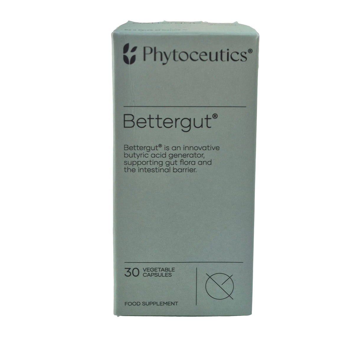 Box of Phytoceutics Bettergut supplement on a white background
