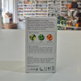 Deodorant packaging with text and icons on a white surface