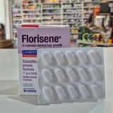 Florisene supplement packaging with tablets on a counter in a store setting