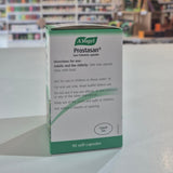 Box of A Vogel Prostasan capsules on a counter with a blurred store background