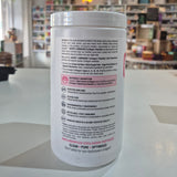 White container with text on a blurred background