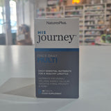 NaturesPlus His Journey supplement box on a counter with a blurred store background