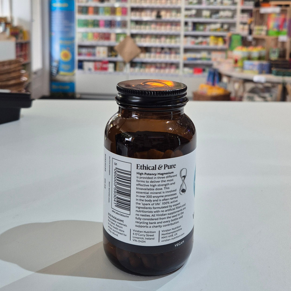 Ethical & Pure Viridian magnesium on the counter