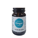 Bottle of Viridian Organic Ginger 400mg capsules on a white background