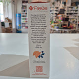 Product packaging with 'freee' branding in a store setting