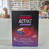 CherryActive Sleep Formula supplement packaging on a shelf with a blurred store background