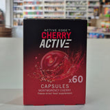 Box of Active Edge Cherry Active capsules with a cherry illustration on a blurred store background