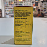 Yellow box with text on a white surface with a blurred background