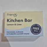 Box of Friendly Soap Kitchen Bar with lemon and lime scent on a white background