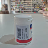 White container with a label on a table in a store setting