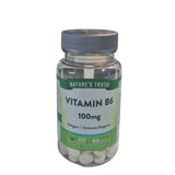 Bottle of Nature's Truth Vitamin B6 100mg on a white background
