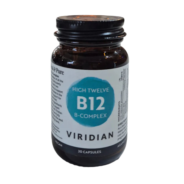 Bottle of Viridian High Twelve B12 B-Complex supplement on a white background