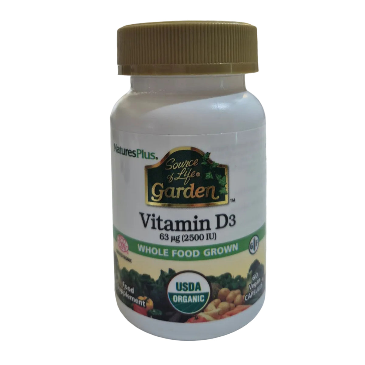 Nature's Plus Vitamin D3 supplement bottle on a white background