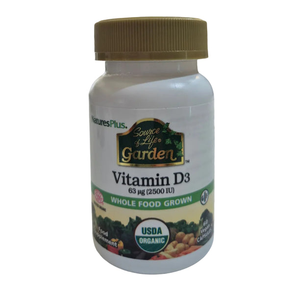 Nature's Plus Vitamin D3 supplement bottle on a white background