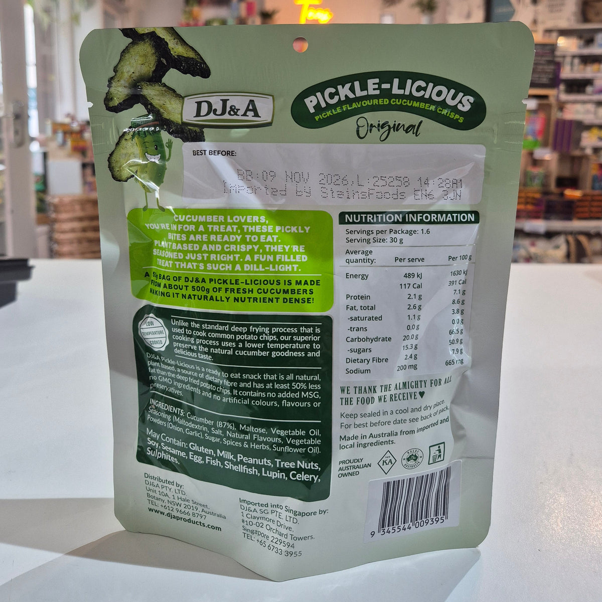 Pickle-Licious Crunchy Cucumber Snack 50g Vegetable Crisps DJ&A
