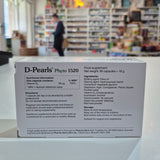 Box of D-Pearls Phyto 1520 food supplement with blurred store background