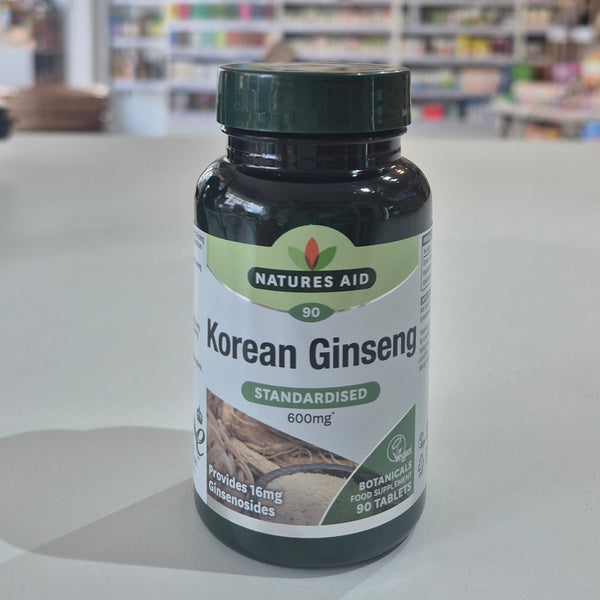 Bottle of Korean Ginseng on a shelf with a blurred store background