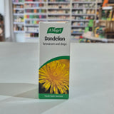 A box of A.Vogel Dandelion Taraxacum oral drops on a surface with a blurred store background.