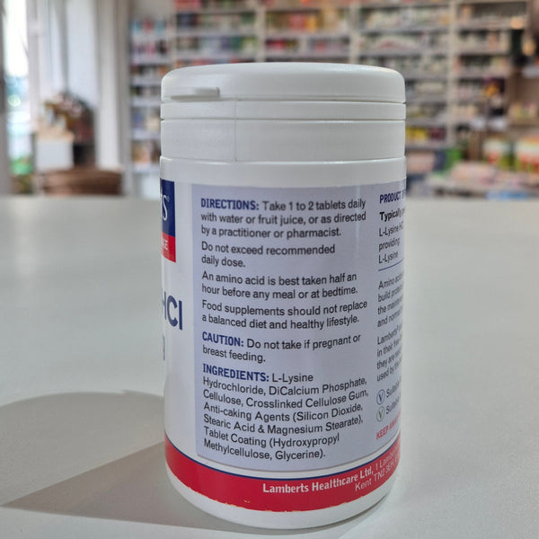 Medication bottle with label in a store setting